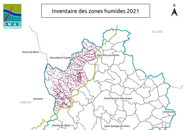 Carte des communes concernées par l’inventaire zones humides « Haute Vallée du Cher »